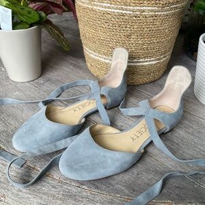 Sole Society Pauly Ankle Wrap Ballet Flat Blue Women’s 6.5